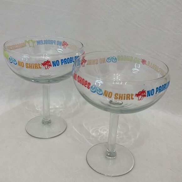 Margaritaville Glasses 12 Ounce Each Set 2 6 1/4 In Tall 5 In Round Jimmy Buffet - Picture 3 of 7